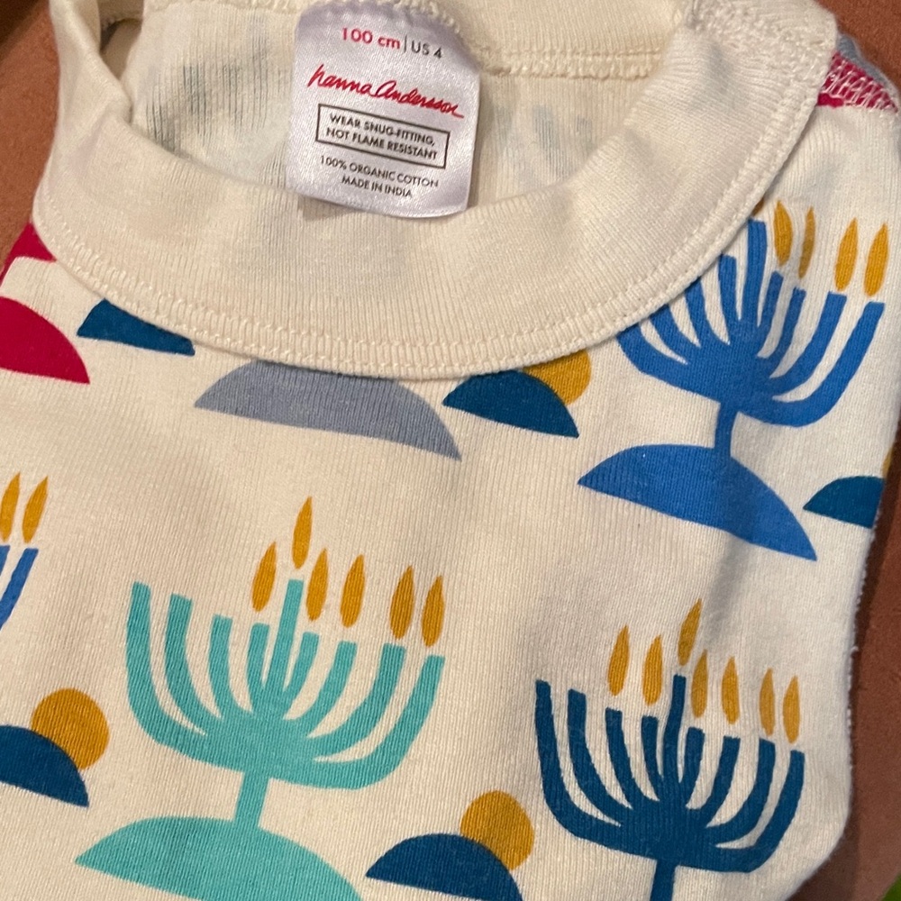 Hanna Andersson Festive Menorah Pajama Top - Blue, Yellow, Pink